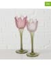 Boltze 2er-Set: Windlichter "Tulli" in Rosa/ Pink - (H)23,4 x Ø 8,3 cm