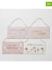Boltze 4er-Set: Schilder "Canea" in Rosa/ Weiß - (B)28 x (H)16 cm