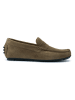 British Passport Leder-Mokassins in Taupe