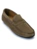 British Passport Leder-Mokassins in Taupe