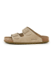 billowy Leder-Pantoletten in Beige