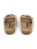 billowy Leder-Pantoletten in Beige