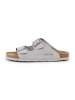 billowy Leder-Pantoletten in Grau