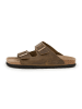 billowy Leder-Pantoletten in Khaki