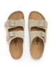 billowy Leder-Pantoletten in Khaki