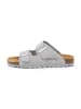 billowy Leder-Pantoletten in Grau