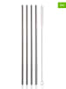 Vacu Vin 3-delige set: rietjes zilverkleurig - (L)25 cm