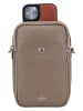 Charm Leder-Handytasche in Taupe - (B)12 x (H)22 x (T)6 cm