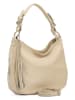 Lia Biassoni Leder-Schultertasche "Monate" in Beige - (B)36 x (H)26 x (T)10 cm