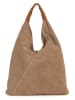 Mila Blu Leder-Schultertasche "Mirtillo" in Beige - (B)39 x (H)34 x (T)8 cm