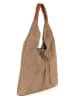 Mila Blu Leder-Schultertasche "Mirtillo" in Beige - (B)39 x (H)34 x (T)8 cm