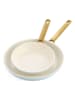 GREENPAN 2er-Set: Bratpfannen in Hellblau/ Beige