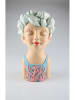 AM Design Deco figuur 'Vrouwenhoofd met Schelpen" beige/lichtblauw - (B)24 x (H)38 cm