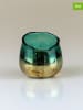AM Design 2er-Set: Windlichter in Grün/ Gold - (H)8 x Ø 8 cm
