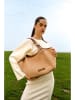 maison héritage PARIS Leder-Shopper "Ceto" in Beige/ Hellbraun - (B)48 x (H)30 x (T)10 cm
