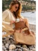 maison héritage PARIS Leder-Shopper "St Barths" in Beige/ Hellbraun - (B)49 x (H)38 x (T)16 cm