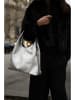 maison héritage PARIS Leder-Schultertasche "Tikki" in Silber - (B)40 x (H)28 x (T)14 cm