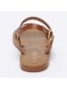 CALANK Leren sandalen lichtbruin/goudkleurig