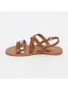 CALANK Leder-Sandalen in Hellbraun/ Gold