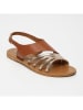 CALANK Leder-Sandalen in Hellbraun/ Gold