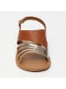CALANK Leder-Sandalen in Hellbraun/ Gold