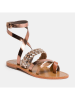CALANK Leren teensandalen goudkleurig/lichtbruin