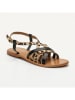 CALANK Leder-Sandalen in Schwarz/ Beige/ Braun