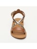 CALANK Leder-Sandalen in Gold/ Hellbraun