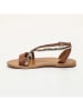 CALANK Leder-Sandalen in Gold/ Hellbraun