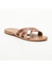CALANK Leder-Pantoletten in Hellbraun/ Gold