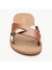 CALANK Leder-Pantoletten in Hellbraun/ Gold