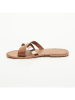 CALANK Leder-Pantoletten in Hellbraun/ Gold