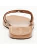 CALANK Leder-Pantoletten in Hellbraun/ Gold
