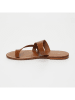 CALANK Leren teenslippers lichtbruin