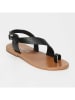 CALANK Leren teensandalen zwart