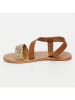 CALANK Leren sandalen goudkleurig/lichtbruin