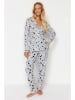 trendyol Pyjama in Grau/ Weiß/ Schwarz