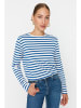 trendyol Longsleeve in Blau/ Weiß