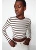 trendyol Longsleeve in Creme/ Dunkelbraun
