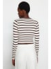 trendyol Longsleeve in Creme/ Dunkelbraun