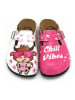 Calceo Clogs in Pink/ Weiß