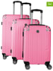 Geographical Norway 3tlg. Hardcase-Trolleyset "Softless" in Rosa