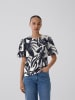Vila Bluse in Dunkelblau/ Creme