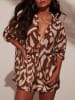 Milan Kiss Bluse in Braun/ Sand