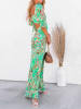 Milan Kiss Jurk lichtgroen/camel