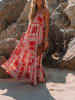 Milan Kiss Kleid in Rot/ Hellblau