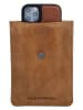 HIDE & STITCHES Leder-Handytasche in Hellbraun - (B)13 x (H)19 x (T)2 cm