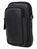HIDE & STITCHES Leder-Handytasche in Schwarz - (B)12 x (H)19 x (T)5 cm