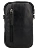 HIDE & STITCHES Leder-Handytasche in Schwarz - (B)12 x (H)19 x (T)5 cm