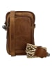 HIDE & STITCHES Leder-Handytasche in Hellbraun - (B)12 x (H)19 x (T)5 cm